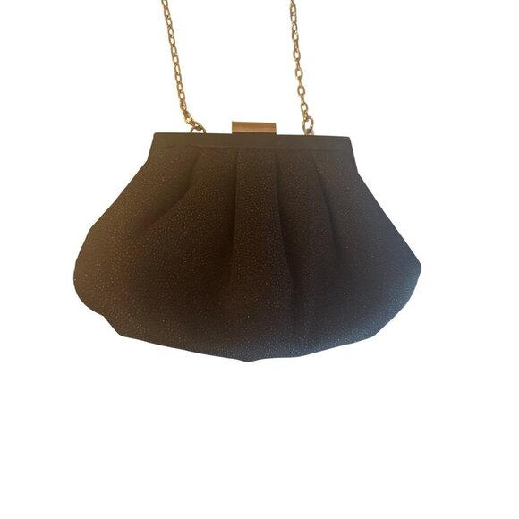 Vintage La Regale Black SparkleEvening Bag Chain Strap Pleated Design - Picture 2 of 5